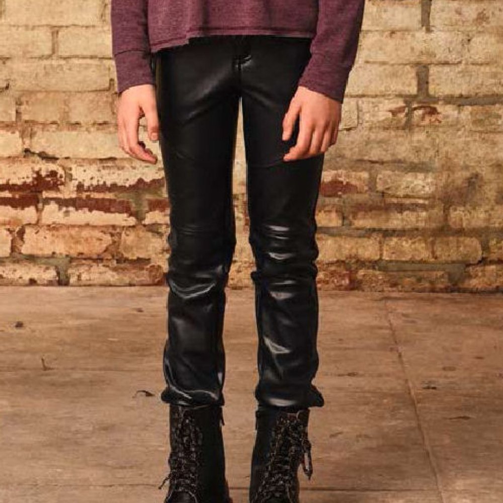 12 16 NEW Girls Ragdoll & Rockets Black Faux‎ Leather Tween Jeans/Pants